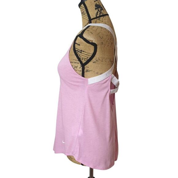Nike Women's Pink Tank Top Sz M White Logo Straps Dri-Fit Athletic Workout Top - Picture 3 of 7